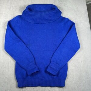 Vintage 60s Bonnie-Lou Wool Mohair Turtleneck Sweater Cobalt Blue Women's XS